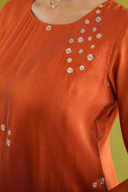 Rust Embroidered Farshi Set