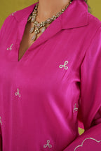 Fuchsia Pink Embroidered Suit Set