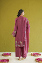 Berry Floral Embroidered Suit Set