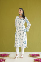 Ivory Blue Embroidered Suit Set