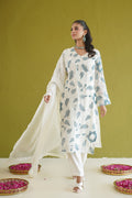Ivory Blue Embroidered Suit Set