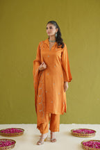 Burnt Orange Embroidered Tunic Set