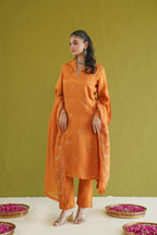 Burnt Orange Embroidered Tunic Set