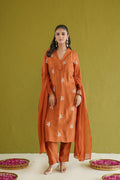Rust Leaf Embroidered Suit Set