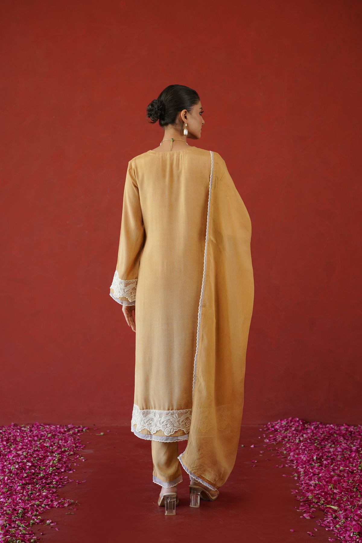 Beige Floral Suit Set