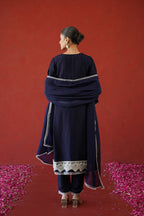 Navy Blue Floral Suit Set