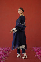 Navy Blue Floral Suit Set