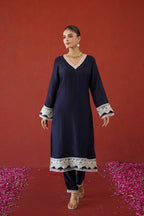 Navy Blue Floral Suit Set