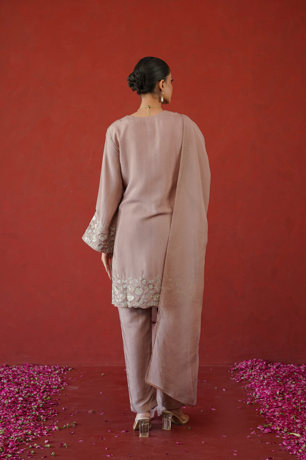 Mauve Zari Embroidered Suit Set