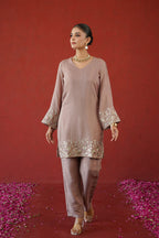 Mauve Zari Embroidered Suit Set