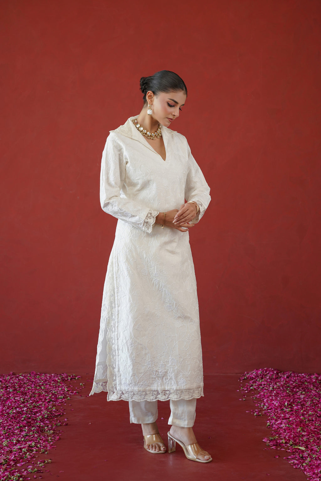 Ivory Thread Embroidered Tunic Set