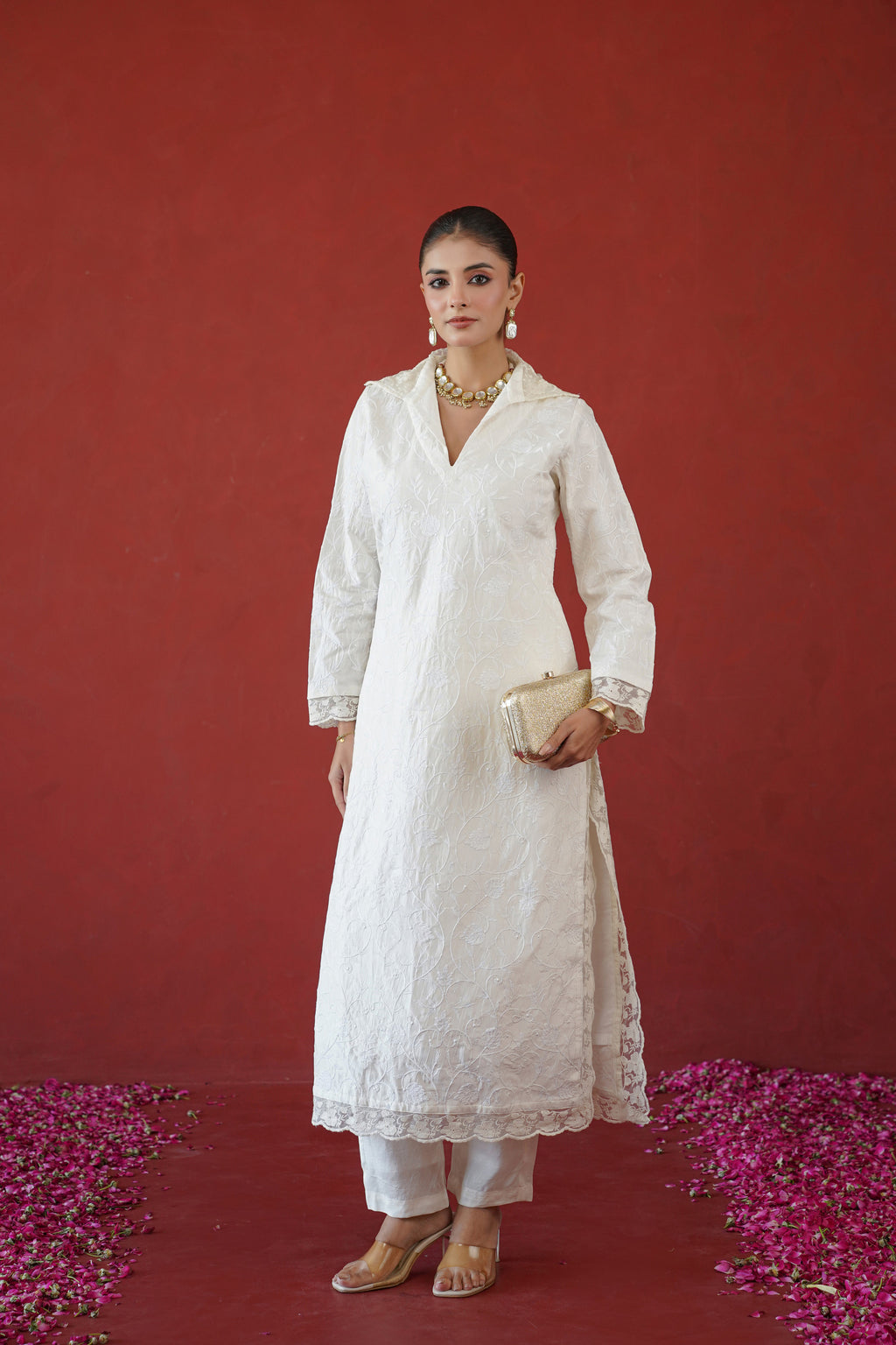 Ivory Thread Embroidered Tunic Set