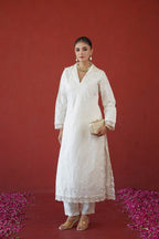 Ivory Thread Embroidered Tunic Set