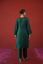 Green Zari Embroidered Tunic Set