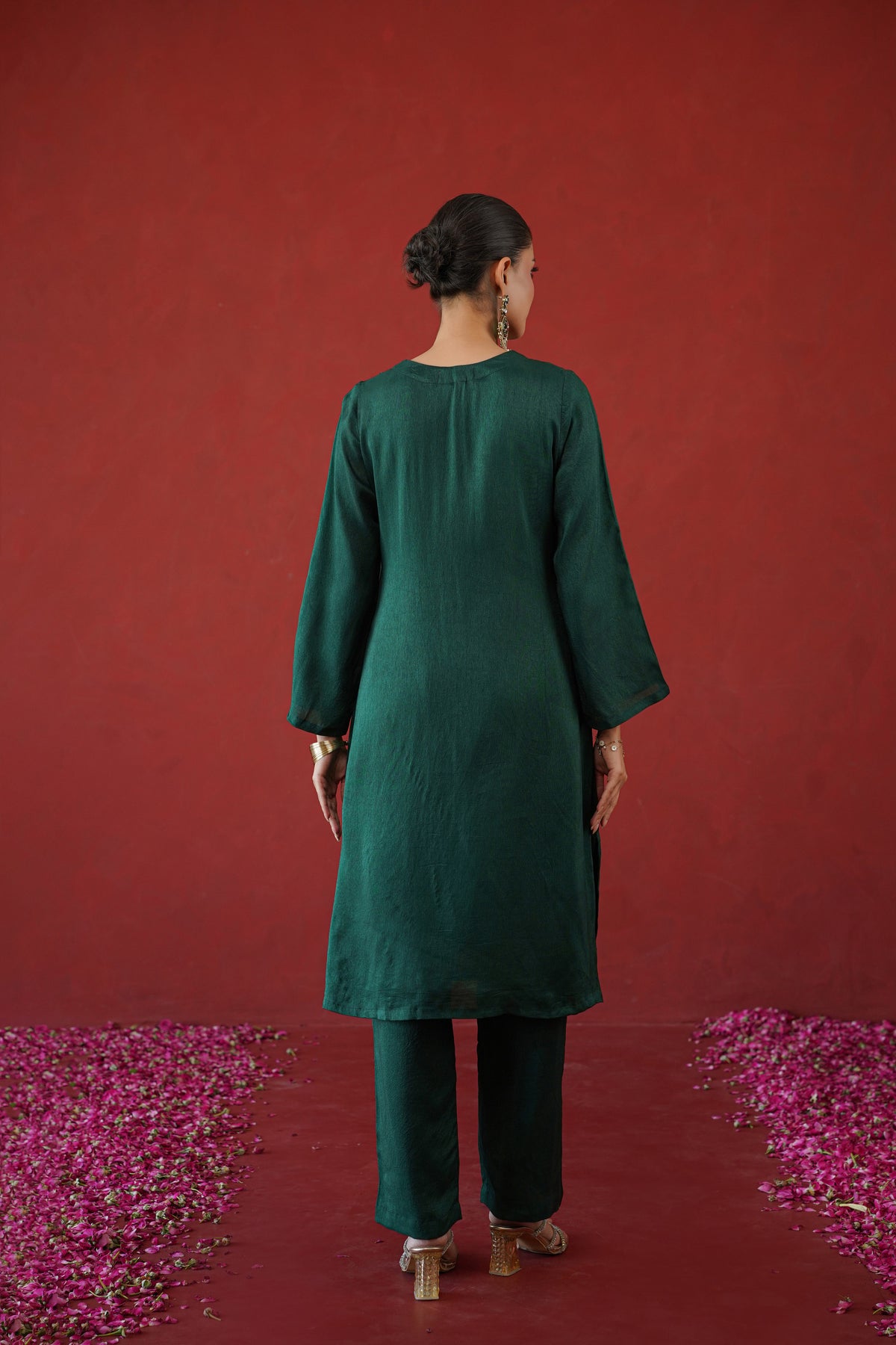 Green Zari Embroidered Tunic Set