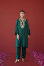Green Zari Embroidered Tunic Set