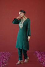 Green Zari Embroidered Tunic Set