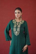 Green Zari Embroidered Tunic Set