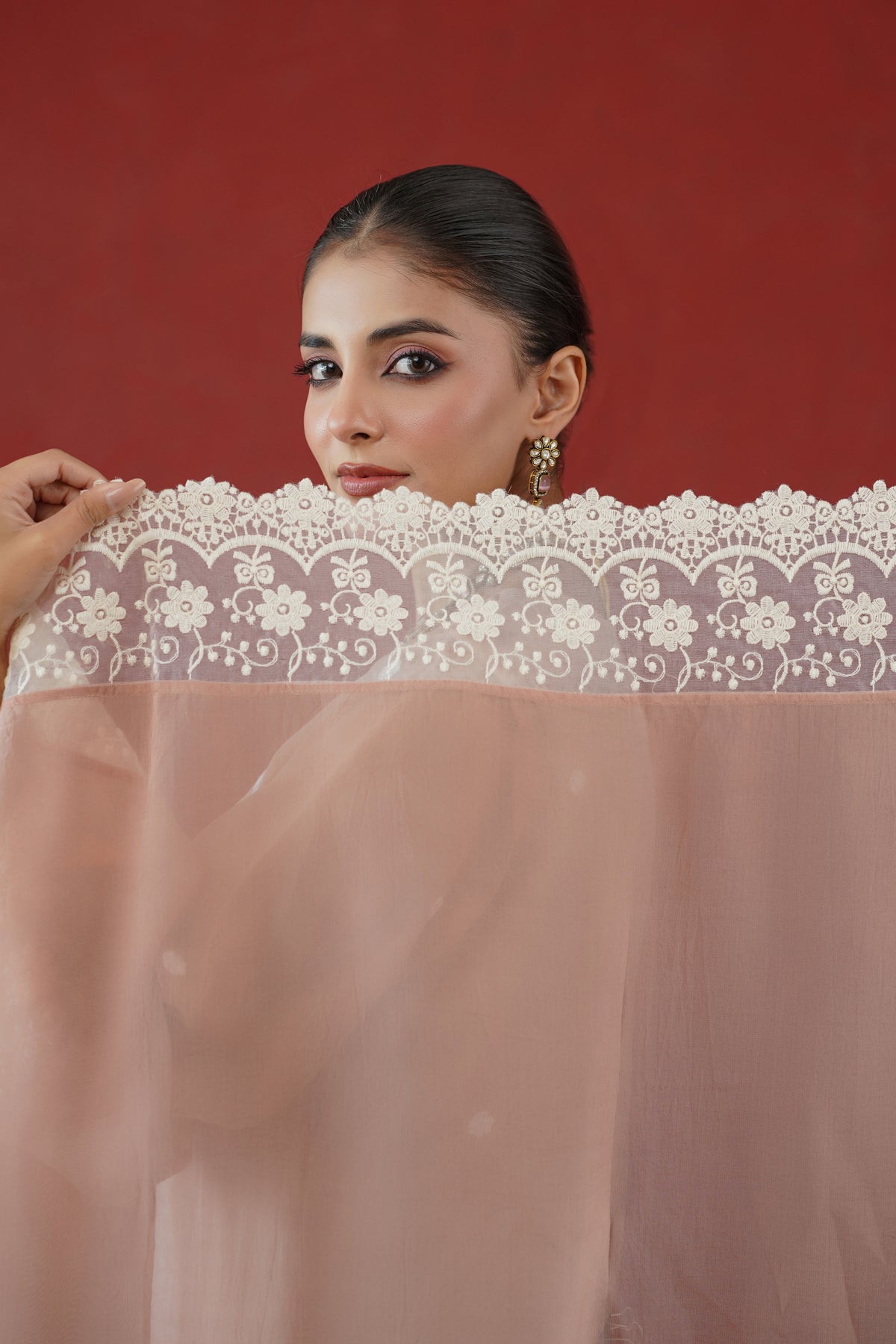 Blush Pink Floral Lace Suit Set