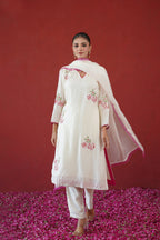 White Floral Embroidered Suit Set
