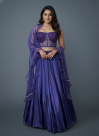 Royal Purple Lehenga with Corset Blouse & Dupatta