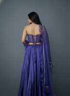 Royal Purple Lehenga with Corset Blouse & Dupatta