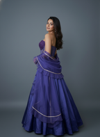 Royal Purple Lehenga with Corset Blouse & Dupatta