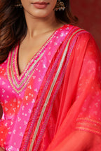 Pink Bandhani Jimmy Choo Sharara Set  Of 3