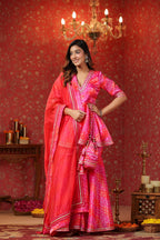 Pink Bandhani Jimmy Choo Sharara Set  Of 3