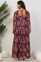 Purple Heavy Hand Embroidered Work Georgette Anarkali Sets