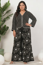 Black Heavy Hand Embroidered Work Natural Crepe Co-Ord Set