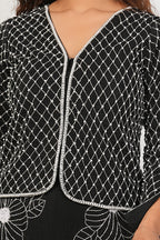 Black Heavy Hand Embroidered Work Natural Crepe Co-Ord Set