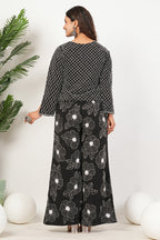 Black Heavy Hand Embroidered Work Natural Crepe Co-Ord Set