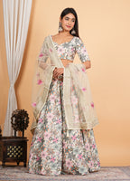 Cream Cotton Embroidered Top With Sharara