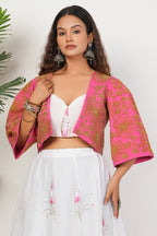 White Heavy Hand Embroidered Work Organza Lehenga