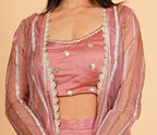 Mauve Sharara With Short Blouse And Net Jacket