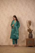 Silk Female Green Suit Set