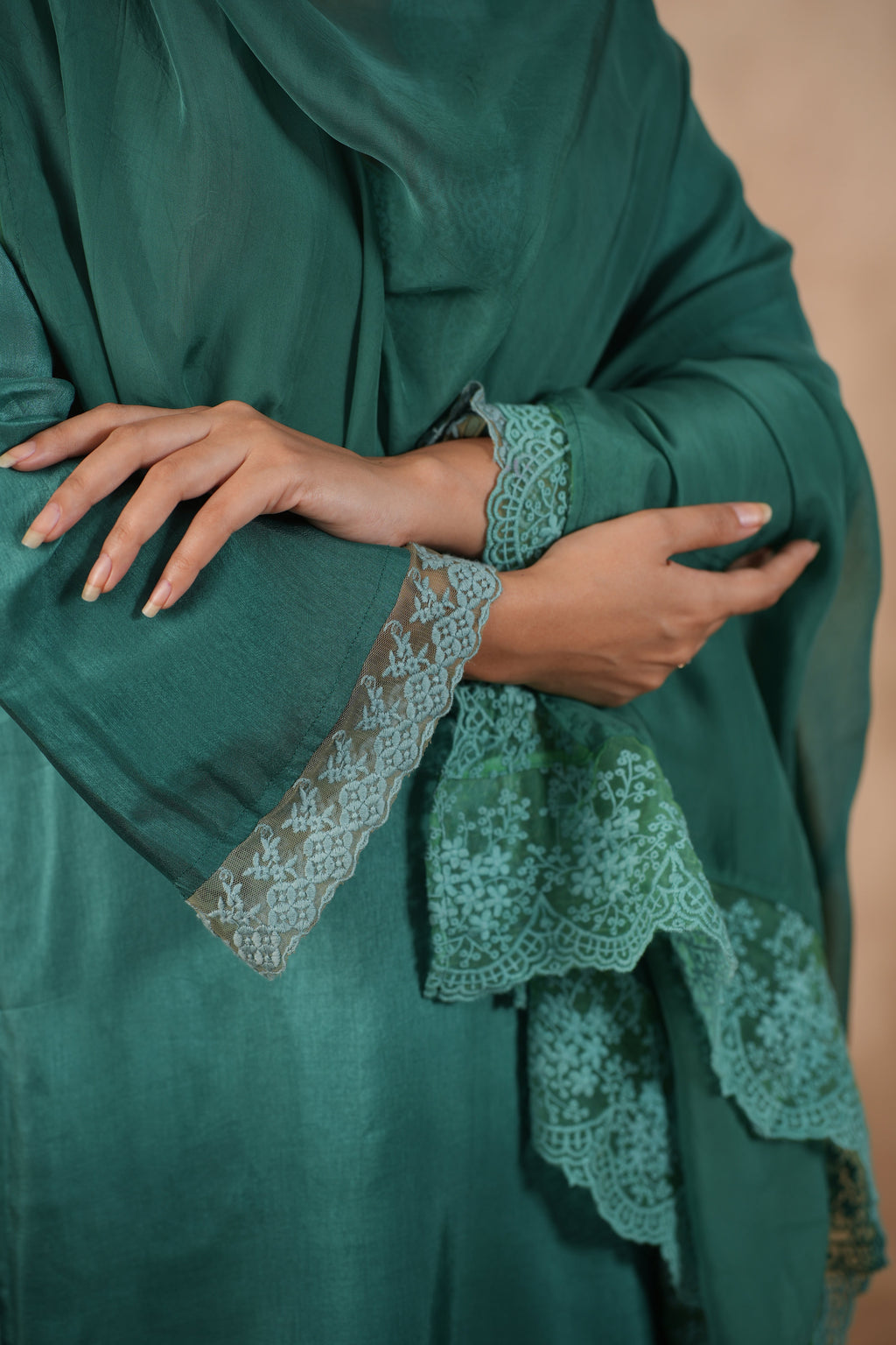 Silk Female Green Suit Set