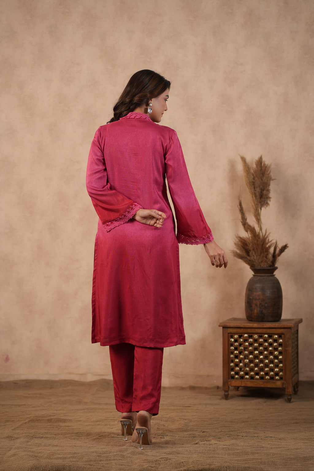 Silk Female Red Suit Set