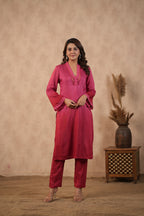 Silk Female Red Suit Set