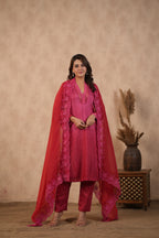 Silk Female Red Suit Set