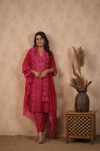 Silk Female Red Suit Set