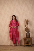 Silk Female Red Suit Set