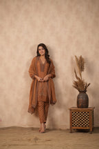 Silk Female Brown Suit Set