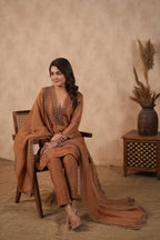 Silk Female Brown Suit Set