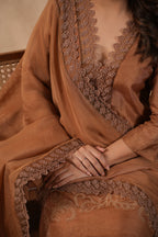 Silk Female Brown Suit Set