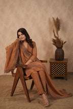 Silk Female Brown Suit Set