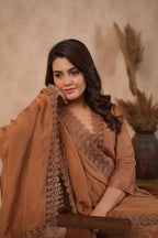 Silk Female Brown Suit Set