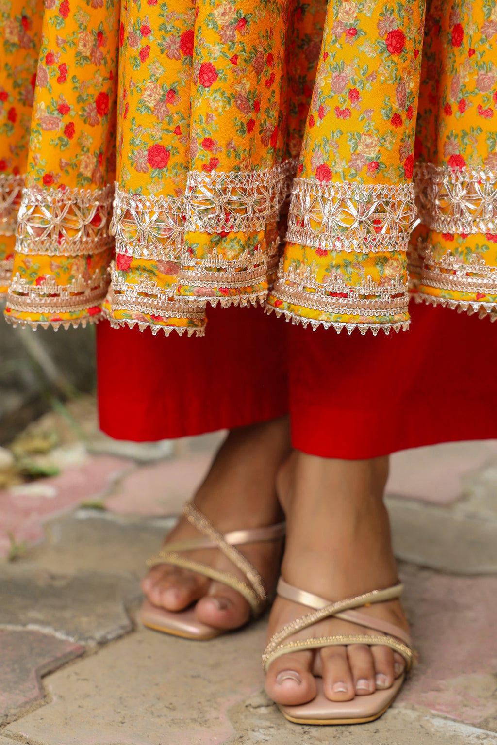 Corn Yellow Anarkali Slik Suite Set