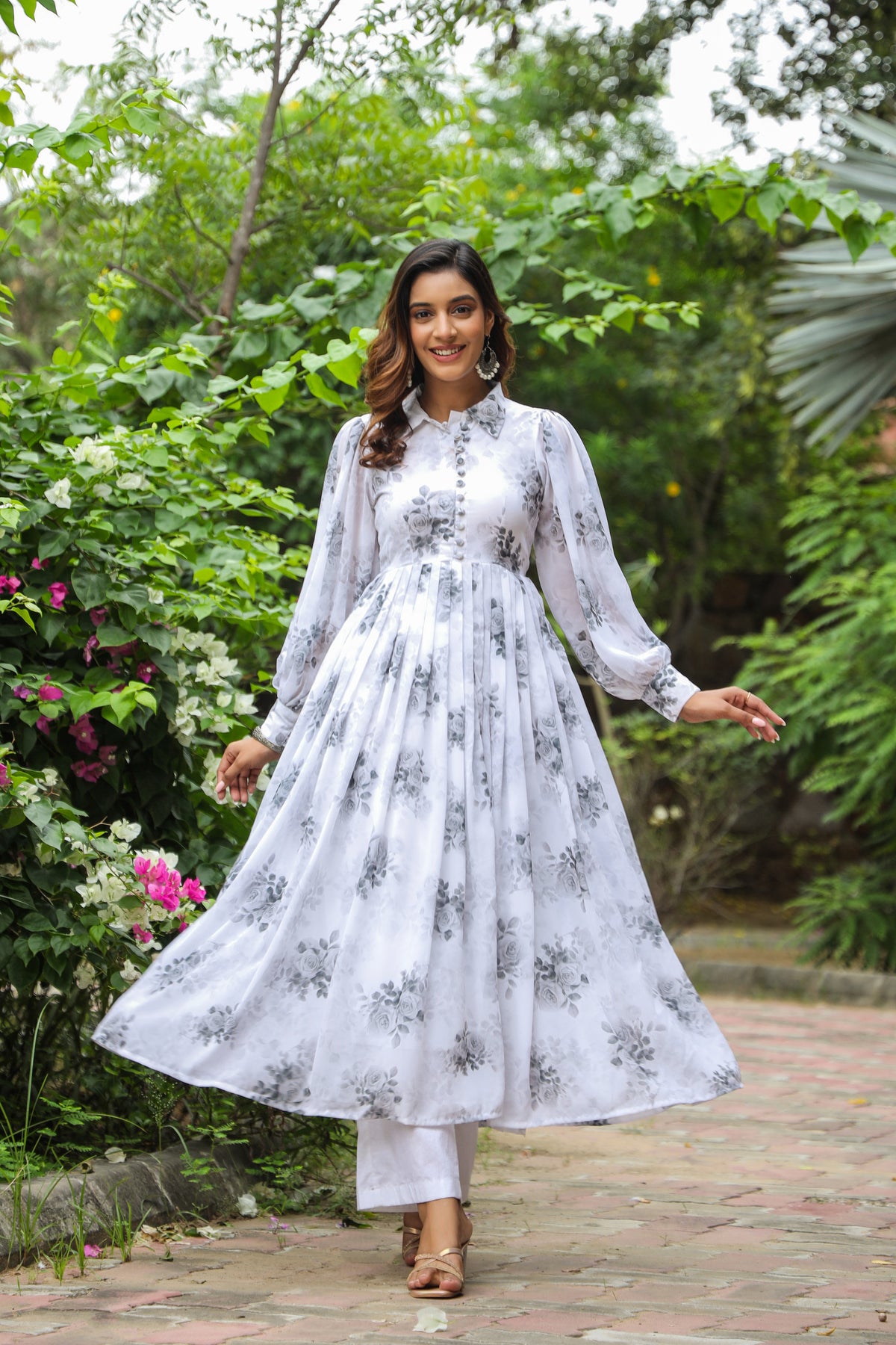 Athens White Georgette Dress